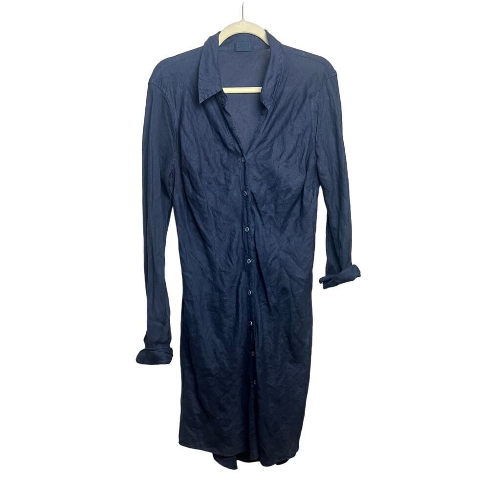 CP Shades "Shirt" Navy Midnight Linen Shirt Dress Sz. L